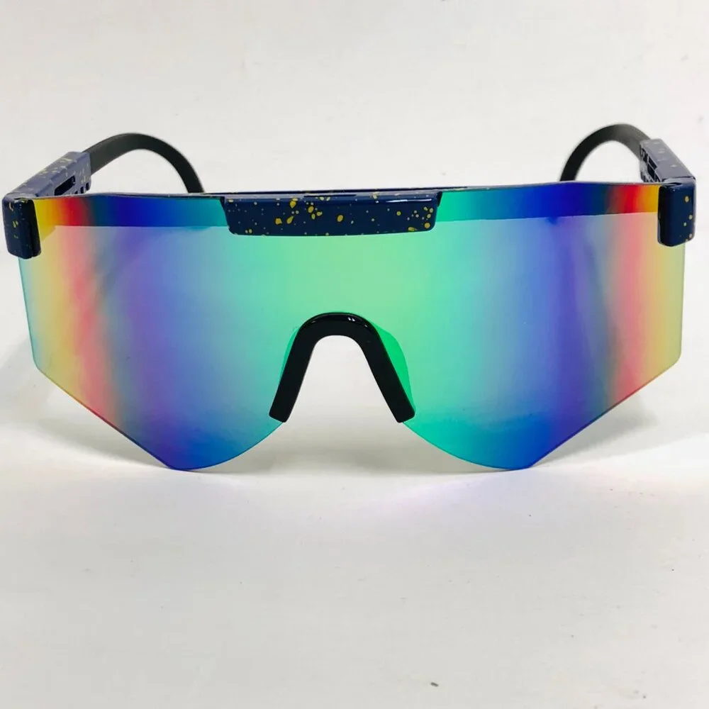 Sports Men Sunglasses Green Mirror Lens Large Frame Fashion Style Reflective New